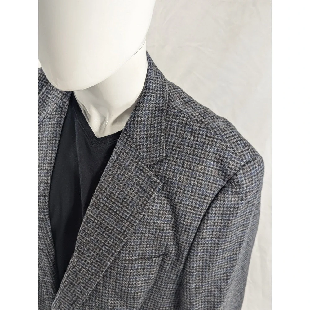 New No Tags Chaps Blazer Sports Jacket Coat Lambswool Gray Houndstooth 48R‎ 50